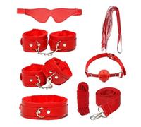 Kit De Bondage,Esposas De Cuero,Látigo,Pinzas Para Pezones,Collar,Mordaza De Bola,Fetiche,Juegos Bdsm,Juguetes Sexuales Para Mujeres,Juegos Para Adultos,Productos Eróticos,Rojo,Talla Única