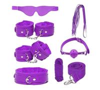 Kit De Bondage,Esposas De Cuero,Látigo,Pinzas Para Pezones,Collar,Mordaza De Bola,Fetiche,Juegos Bdsm,Juguetes Sexuales Para Mujeres,Juegos Para Adultos,Productos Eróticos,Morado,Talla Única