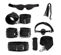 Kit De Bondage,Esposas De Cuero,Látigo,Pinzas Para Pezones,Collar,Mordaza De Bola,Fetiche,Juegos Bdsm,Juguetes Sexuales Para Mujeres,Juegos Para Adultos,Productos Eróticos,Negro,Talla Única