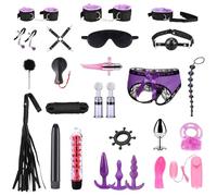 Kit de bondage SM Oziral de 26 pcs juego de bondage para cama BDSM juguetes sexuales para parejas juego BDSM para principiantes accesorios para mujeres con tapón anal juego sexual para parejas Morado