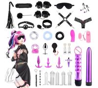Kit de bondage SM Oziral de 26 piezas, juego de bondage para cama BDSM, juguetes sexuales para parejas, juego BDSM para principiantes, accesorios para mujeres con tapón anal, juego sexual para parejas