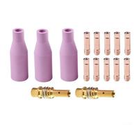 Kit de boquillas de 15 piezas para antorcha 15AK diseñado para su uso con sistemas MIG que requieren una conexión fiable y resistencia al calor