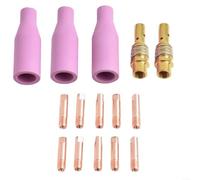 Kit de boquillas de 15 piezas para antorchas de soldadura 15AK MIG/MAG, boquillas de cerámica y boquillas de contacto de 0,6 mm de cobre/latón, juego de piezas de repuesto para soldadoras MB15 AK15