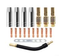 Kit de boquillas para soplete de soldadura, 19 piezas con 4 conos + 10 boquillas M6 de 0,8 mm + 3 soportes + tubo de cuello de ganso + llave para MB14/15/ML1500/G15/SB15/EVO15/SB150/TBI150/ERGOPLUS15