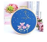 Kit de bordado a mano con patrón de doce signos del zodíaco constelación con aros, hilos de color, punto de cruz, proyectos de arte para adultos (Piscis)