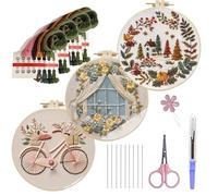 Kit de bordado a mano, kit de bordado para principiantes - 3 Pack Kit de bordado estampado Kit de bordado para principiantes - Kit de bordado para el hogar, Kits de manualidades creativas para adultos