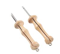 Kit de bordado con aguja de punzón, 2 piezas: set de agujas para hilo con mango de madera, incluye agujas gruesas y finas; herramientas de manualidades hechas a mano para