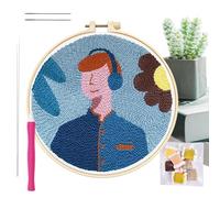 Kit de bordado con aguja de punzonado, kit de agujas de punzonar - Kit de inicio de aguja de punzón de dibujos animados | Accesorios artesanales hechos a mano para amantes del bordado