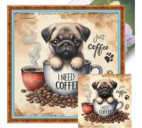 Kit de bordado con puntos de cruz animal 40 x 40 cm DIY coffee dog 11 CT conjunto creativo decoración de pared