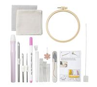 Kit de bordado de aguja para principiantes, ajustable, para alfombra, aguja, bordado, enhebrador, tela de aguja