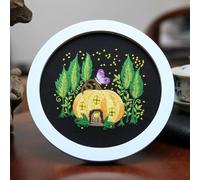 Kit de bordado de bricolaje con patrón de flores de hongo para principiantes para aprender técnicas de punto de cruz (con estrella de aro de 20 cm)