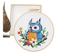 Kit De Bordado De Búho - Juego De Manualidades Para Coser A Mano, Kit Completo Con Aro, Hilos E Instrucciones | Decoración De Casa Navideña, Proyecto De Costura DIY, Diseño Clásico De Búho Para Princi