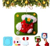 Kit de bordado de Navidad de bricolaje, Set de muñeca de bordado de fieltro de ganchillo para niños de inicio, ornamento con patrón, imaginación y creatividad juegos de actividades (Stocking)