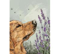 Kit de bordado de punto de cruz DIY Kit de bordado de animales Corgi Perro y Crisantemo Kit de punto de cruz de algodón de 11 CT-40X50CM