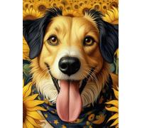 Kit de bordado de punto de cruz DIY Kit de punto de cruz con animales Corgi, perro y flores de tulipán Kit de punto de cruz de algodón de 11 CT-40X50CM