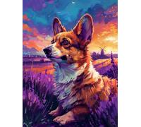 Kit de bordado de punto de cruz DIY Kit de punto de cruz de animales Corgi Perro y mariposa Kit de punto de cruz de algodón de 11 CT-40X50CM