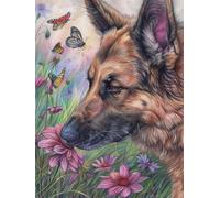 Kit de bordado de punto de cruz DIY Kit de punto de cruz de animales Corgi Perro y paisaje Kit de punto de cruz de algodón de 11 CT-40X50CM