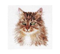 Kit de bordado de punto de cruz para adultos, niños y principiantes - Animales - gato siberiano 11x12cm/4,34x4,73″ 14 unidades