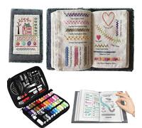 Kit de bordado DIY, kit de libro de puntadas de bordado amigable para principiantes con libro de aprendizaje de instrucciones, costura creativa a mano para principiantes y avanzados (C)