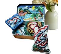 Kit de bordado | Kit de bordado a mano con caja de lata, accesorios completos con guía para entusiastas del arte de la costura, adolescentes, mujeres, estudio en casa