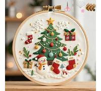 Kit de bordado, kits de iniciación de bordado de Navidad, kit de ganchillo de Navidad, kits de punto de cruz de Navidad, kit de suministros de bordado para adultos principiantes, juego de manualidades