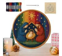 Kit de Bordado para Cuna - Kit de Manualidades Cristiano Hecho a Mano, Obra de Arte de Punto de Cruz de Navidad con y Aguja Todo Incluido | Juego Completo para Adultos, Medias navideñas