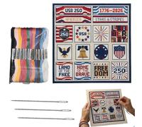 Kit de Bordado para Principiantes | Conmemorativo 250 Aniversario La Bandera Estadounidense - Kit de Manualidades de Bordado para Principiantes 4 de Julio,para Mamá Novia Amante de la Historia Veteran