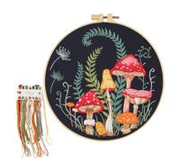 Kit de bordado para principiantes, kits de punto de cruz para adultos, kit de bordado para principiantes con patrones de setas, incluyendo tela con aros, hilos, agujas, instrucciones (idioma español