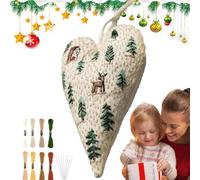 Kit de Bordado para Principiantes Navideño en Forma de Corazón,Aprender a Bordar - Arte Manual Completo Para Viaje Proyecto Decoración De Pared Fiesta Actividad Grupal Adolescentes Mayores