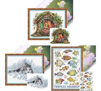 Kit de bordado parcial de algodón 14CT con diseño animal impreso para puntos de cruz, decoración interior