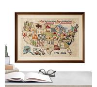 Kit de bordado patriótico - Juego de bordado de mapa de Estados Unidos del 250 aniversario, juego de aguja e hilo patriótico, para el 4 de julio, Día de la Independencia, Día de los Caídos, decoración