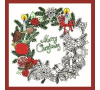 Kit de bordado zen de corona navide a de Design Works Crafts, 25 x 25 cm, varios