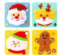 Kit de bordar para muñecas DIY de 4 piezas kit de costura navideña con temática de dibujos animados 2025 divertido regalo de costura DIY proyecto de costura navideño para niños y principiantes