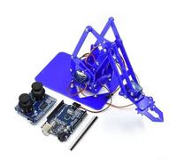 Kit de brazo de robot, 4 DOF acrílico garra mecánica para Arduino, sin montar, programación de aprendizaje STEAM Robótica educativa (azul pro、)