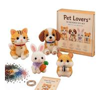Kit de bricolaje de animales con cuentas 3D, paquete de 4 unidades, sin telar, juego de cuentas de semillas para decoración estética de habitación, suministros de manualidades de animales en miniatura