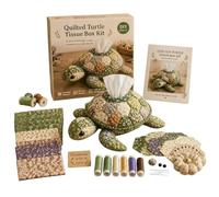 Kit de bricolaje de Cajas de pañuelos acolchada de animales marinos, kit completo de manualidades de costura con diseños de retales de animales del océano para adultos y principiantes