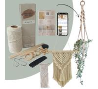 Kit de bricolaje de macramé fácil de color arena para adultos, principiantes, colgar en la pared, colgar plantas, clavija de madera, cuentas de madera