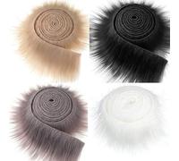 Kit de bricolaje de máscara Therian de 4 piezas, tela peluda sintética 59, tela peluda para máscara de Halloween, fácil de cortar, ribete de piel suave para manualidades, piel sintética para equipo d