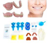 Kit de bricolaje de prótesis, 2 pares (28 piezas cada uno) de diferentes tamaños de dientes falsos, dientes falsos fáciles de hacer para reparar dientes perdidos, kit completo de dentaduras postizas