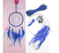 Kit de bricolaje para atrapasueños para decoración de interiores y automóviles, hecho con hierro y madera para crear encantadores adornos para dormitorios y espacios de vida (azul)