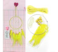 Kit de bricolaje para atrapasueños para decoración de interiores y automóviles, hecho con hierro y madera para crear encantadores adornos para dormitorios y espacios de vida (amarillo)