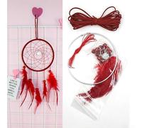 Kit de bricolaje para atrapasueños para decoración de interiores y automóviles, hecho con hierro y madera para crear encantadores adornos para dormitorios y espacios de vida (rojo)