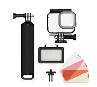 Kit de buceo de relleno LED subacuático de 5 W, 2700 K, 5600 K, batería incorporada, 40 m, impermeable, 7 efectos de escena con palo flotante, 3 piezas de repuesto de carcasa de cámara de color