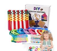 Kit de bucles para tejer - Juego de tejer con agarraderas de 21,5 x 20 cm, juguete interactivo de habilidades motoras finas para mayores de 3 años | Actividad de elaboración de cuerda elástica de