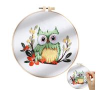 Kit De Búho Para Bordar A Mano - Set De Costura Completo Con Aro, Hilos De Colores, Guía De Instrucciones | Decoración Del Hogar De Bricolaje, Proyecto De Artesanía Navideña, Patrón De Búho Clásico Pa