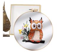 Kit De Búho Para Bordar A Mano - Set De Costura Completo Con Aro, Hilos De Colores, Guía De Instrucciones | Decoración Del Hogar De Bricolaje, Proyecto De Artesanía Navideña, Patrón De Búho Clásico Pa