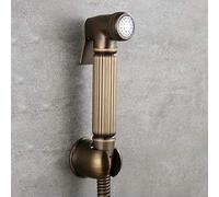 Kit de cabezal de ducha de mano para inodoro de latón antiguo con soporte de latón y manguera LWX