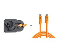 Kit de cable y palanca Tether Tools TetherGuard USB-C a USB-C de 4,6 m, recto a recto, naranja de alta visibilidad | ✅ Ofertas de invierno