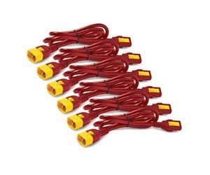 Kit de cables de alimentación (6 unidades), con bloqueo, C13 A C14, 0.6m, Rojo