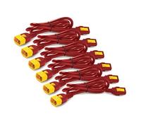Kit de cables de alimentación (6 unidades), con bloqueo, C13 a C14, 1.8m, rojo